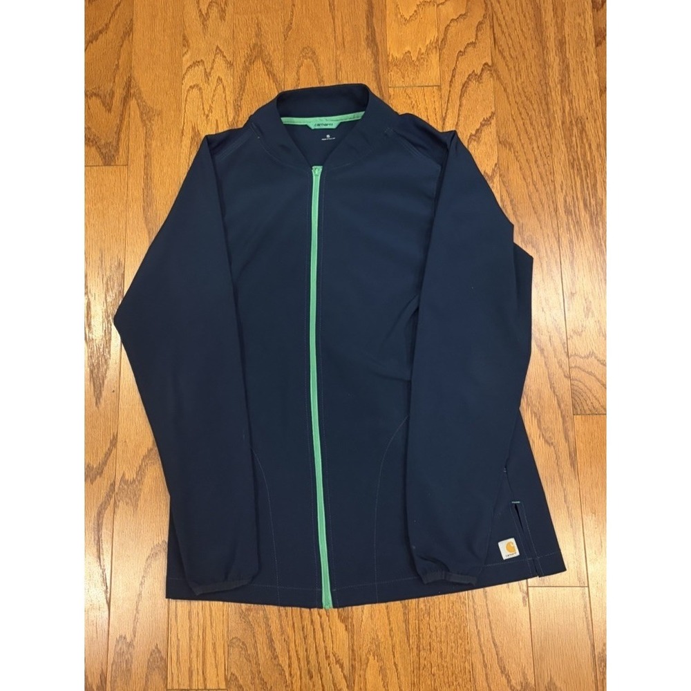 Carhartt Force Men's Small Full Zip Softshell Jacket Navy Blue Green Lightweight